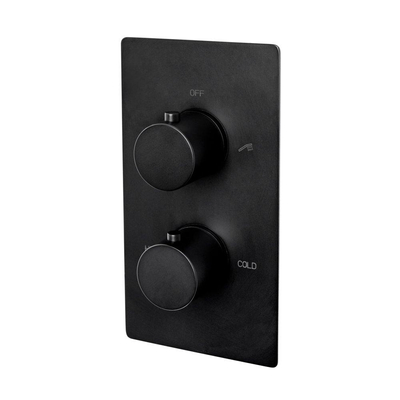 Fortifura Calvi Ensemble de douche à encastrer - thermostatique - bras mural - douche principale de 30 cm - douchette à main - flexible de douche lisse - noir mat