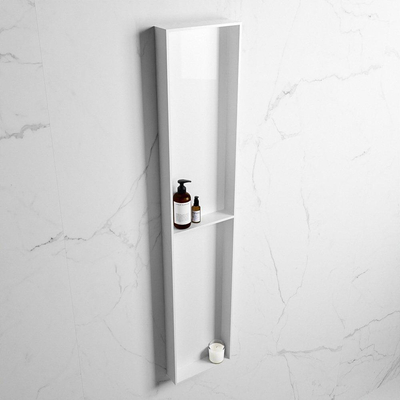 Mondiaz Easy nis 29.5x89.5x8cm voor Inbouw/opbouw 2 open vakken Solid surface Talc/Talc