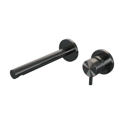 Brauer Gunmetal Edition mitigeur de lavabo encastré avec bec droit gauche et rosaces modèle B1 Gunmetal brossé PVD