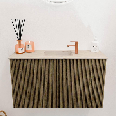 Mondiaz JOYA-DLUX 70cm toiletmeubel - kleur Dusk - Wastafel FAYE positie Midden 1 kraangat kleur Frappe.