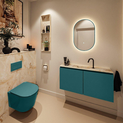 MONDIAZ TURE-DLUX Meuble toilette - 100cm - Smag - EDEN - vasque Frappe - position centrale - 1 trou de robinet