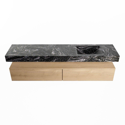 MONDIAZ ALAN - DLUX Badkamermeubelset - 200cm - onderkast - Washed Oak - 2 lades - vrijhangende wastafel - wasbak rechts - 1 kraangat - Lava