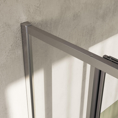 BRAUER Luminis Douchecabine - 120x90x200cm - 3-delig naar binnen draaiend - helder glas - omkeerbaar - incl. glascoating - geborsteld RVS PVD