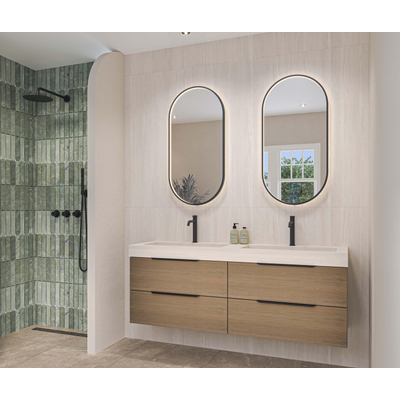 INK SP34 miroir – ovale – 50 x 100 cm – LED directe et indirecte – Noir mat