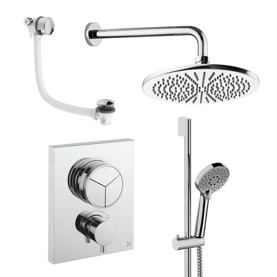 Crosswater MPRO inbouw regendoucheset – Ø30 cm hoofddouche – ronde handdouche – 2 hendels – badafvoer – chroom