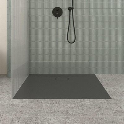 Villeroy & Boch Ecora douchebak - 100x80x3.5cm - afvoer lange zijde - anthracite (antraciet)