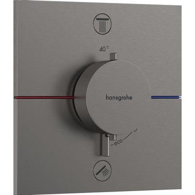 Hansgrohe Raindance Select Doucheset - hoofddouche - handdouche - doucheslang - thermostaat - inbouwdeel - muuraansluitbocht - douchehouder - geborsteld zwart chroom