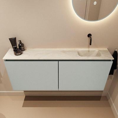 MONDIAZ TURE-DLUX meuble WC 120 cm Greey. EDEN vasque Ostra position droite. Sans trou de robinet.