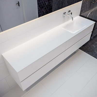 MONDIAZ VICA Badkamermeubelset - 100cm - onderkast carrara - 2 lades - wastafel denia midden - 1 kraangat XL versie 60cm hoog