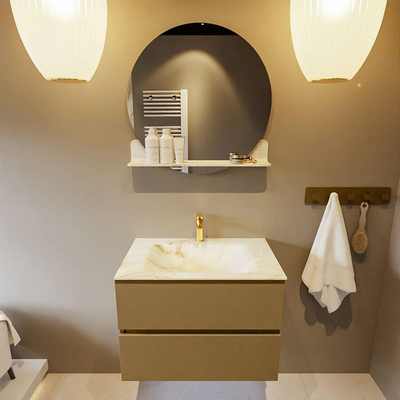 Mondiaz VICA-DLUX Ensemble de meuble de salle de bain - 70cm - meuble sous-vasque oro - 2 tiroirs - lavabo encastré cloud milieu - 1 trou de robinet - version haute de 60cm - frape