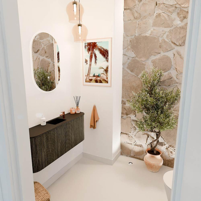 Mondiaz JOYA 103.2cm toiletmeubel - ronding links en rechts kleur Shadow - Wastafel FAYE positie Midden 1 kraangat kleur Urban.