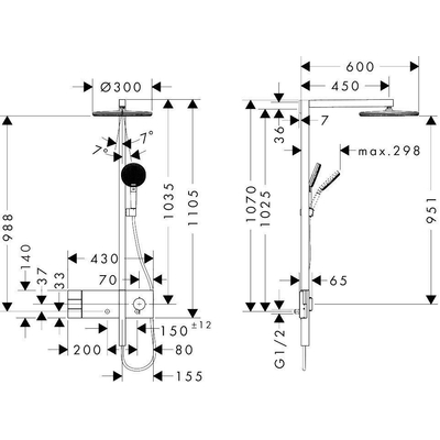 Hansgrohe Raindance Alive S showerpipe - 300 2jet met ShowerSelect Comfort chroom