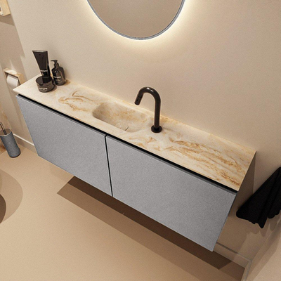 MONDIAZ TURE-DLUX 120cm toiletmeubel Plata. EDEN wastafel Frappe positie midden. Met 1 kraangat.