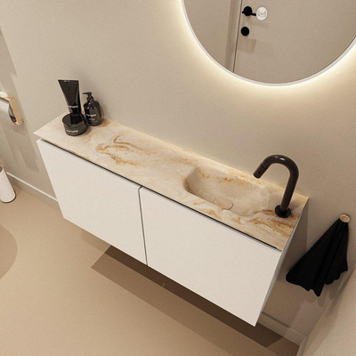 MONDIAZ TURE-DLUX 100cm toiletmeubel Talc. EDEN wastafel Frappe positie rechts. Met 1 kraangat.