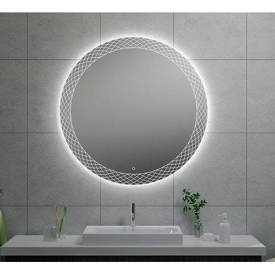 Wiesbaden Deco Miroir rond 100cm avec chauffe miroir et éclairage LED indirect et interrupteur tactile