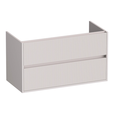 BRAUER Adore Wavy meuble sous-lavabo 100 2 tiroirs à fermeture en douceur - sans poignée - 1 découpe pour siphon - sable mat