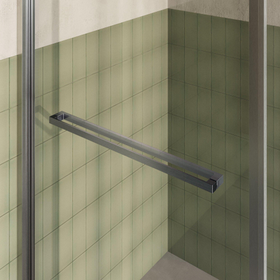 BRAUER Luminis Douchecabine - 90x90x200cm - 2-delig naar binnen draaiend - helder glas - omkeerbaar - incl. glascoating - geborsteld RVS PVD