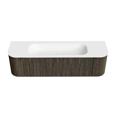 Mondiaz KURVE Badkamermeubelset - 160x46x40cm - 1 lade - 2 deuren - wastafel solid surface - midden - 1 kraangat - Shadow