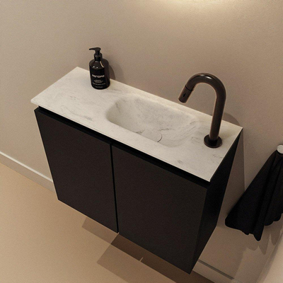 MONDIAZ TURE-DLUX Meuble toilette - 60cm - Urban - EDEN - vasque Opalo - position droite - 1 trou de robinet