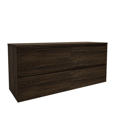 Saniclass Holz Pure Badkamermeubelset - 140x45x60cm - topblad - zonder kraangaten - 4 lades - Eiken Charcoal