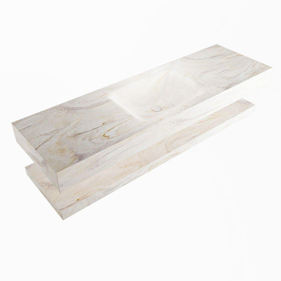 Mondiaz ALAN-DLUX Ensemble de meuble - 150cm - meuble Ostra mat - 0 tiroirs - Lavabo Cloud Ostra suspendu - vasque Centre - 0 trous de robinet