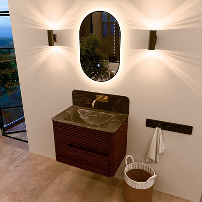 Mondiaz CIRO-DLUX Badkamermeubelset - 70x45x50cm - Solid surface wastafel Lava - 1 wasbak Midden - zonder kraangaten - 2 lades - Ruby