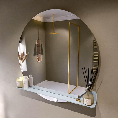 Mondiaz SPOT spiegel – Ø110 cm – met planchet – Clay (bruin)