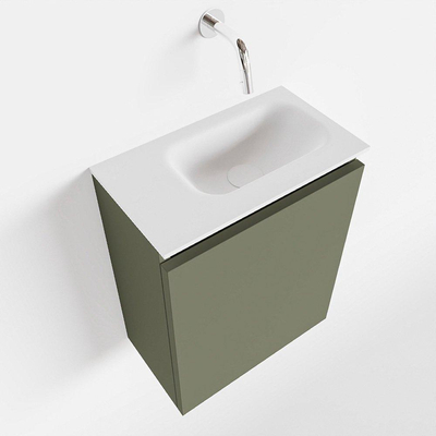 Mondiaz TURE Meuble lave-mains 40x23x50cm sans trous de robinet 1 porte Army mat Lavabo Eden Droite Solid Surface Blanc