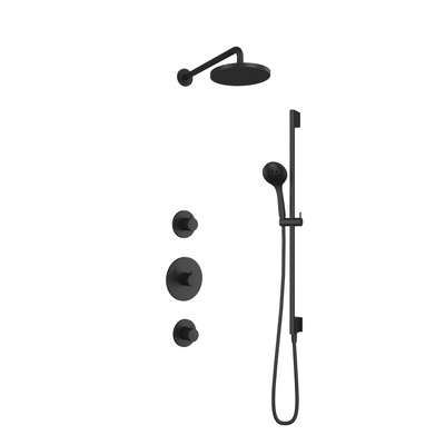 Hotbath Cobber IBS Colonne de douche thermostatique avec 2 robinets d'arrêt et douchette 3 jets avec barre de curseur noir mat