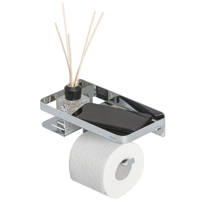 Tiger Caddy Toiletrolhouder met planchet Chroom