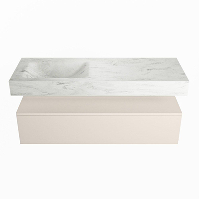 MONDIAZ ALAN - DLUX Ensemble de meubles de salle de bains - 130cm - meuble bas - Linen - 1 tiroir - lavabo suspendu - vasque à gauche - 0 trous de robinet - Opalo