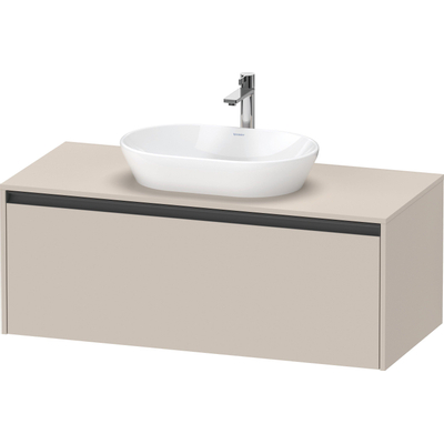 Duravit Ketho.2 Wastafelonderbouwkast - inclusief consoleplaat - met 1 lade - 120x55x45.9cm - met handgreep antraciet - taupe mat