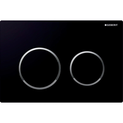 Plaque de commande Geberit Omega20 - chasse d'eau à 2 boutons - rond - noir/chrome brillant/blanc