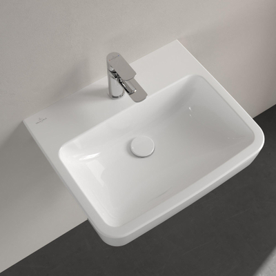 Villeroy & Boch O.novo wastafel - 55x46cm - met kraangat - zonder overloop CeramicPlus - geslepen - White Alpine (glans wit)