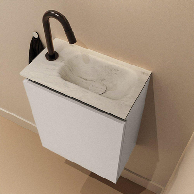 MONDIAZ TURE-DLUX 40cm toiletmeubel Linen. EDEN wastafel Opalo positie rechts. Met 1 kraangat.