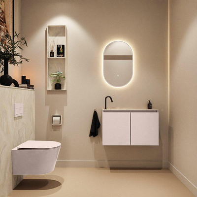 MONDIAZ TURE-DLUX meuble de toilettes 80 cm Rosee. Lavabo EDEN Ostra position gauche. Avec 1 trou de robinet.