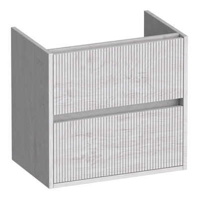 BRAUER Adore Wavy meuble sous-lavabo peu profond 60 2 tiroirs à fermeture douce - sans poignée - 1 découpe pour siphon - Forest Seashell