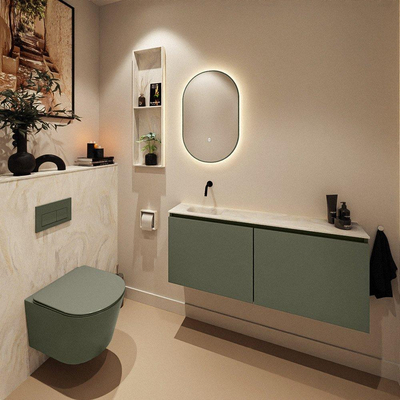 MONDIAZ TURE-DLUX 120cm toiletmeubel Army. EDEN wastafel Ostra positie links. Zonder kraangat.