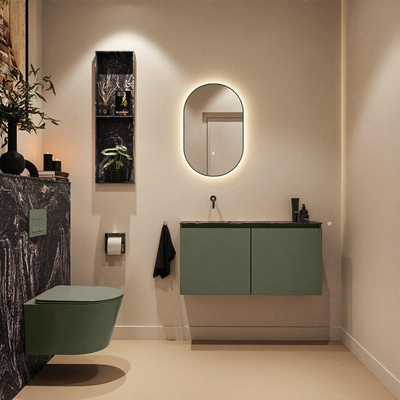 MONDIAZ TURE-DLUX Meuble toilette - 100cm - Army - EDEN - vasque Lava - position gauche - sans trou de robinet