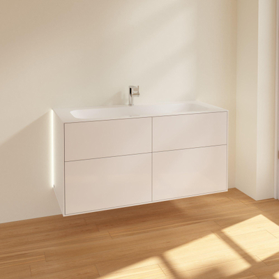 Villeroy & Boch Finion Meuble sous-lavabo - avec éclairage - 4 tiroirs à extraction - 1196 x 591 x 498 mm - Laque Blanc Brillant