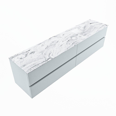 MONDIAZ VICA-DLUX Badkamermeubelset - 200cm - onderkast clay - 4 lades - inbouw wastafel cloud rechts - 1 kraangat - 60cm hoge versie - glace