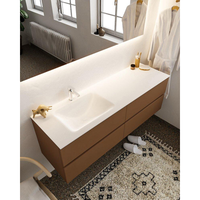 Mondiaz VICA ensemble de meuble de salle de bain - 150cm - meuble sous-vasque repos - 4 tiroirs - lavabo nuage gauche - 1 trou de robinet - version XL 60cm haut