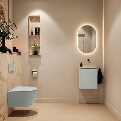 MONDIAZ TURE-DLUX Meuble toilette - 40cm - Greey - EDEN - vasque Frappe - position droite - sans trou de robinet