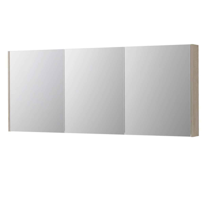 INK SPK2 armoire de toilette – 180 x 74 x 14 cm – 3 portes, portes-miroir double face – Chêne Ivoire
