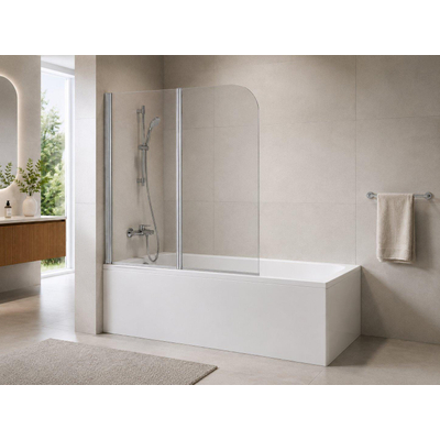 Nemo Start Pannello badwand - 120x140cm - 2-delig - inbouwmaat 1200-1210mm - helder - veiligheidsglas 5 - profielen - aluminium - 2delig - gepolijst