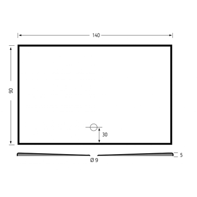 Xenz Flat Plus receveur de douche 90x140cm rectangle ébène (noir mat)