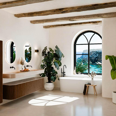 MONDIAZ THOR-DLUX Meuble de salle de bains - 200cm - arrondi gauche + droite - couleur Walnut - 2 tiroirs et 2 portes - Vasque suspendue CLOUD Double sans trou de robinet - couleur Saba