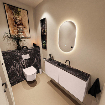 MONDIAZ TURE-DLUX Meuble WC 120 cm Rosee. EDEN lavabo Lava position milieu. Avec 1 trou de robinet.