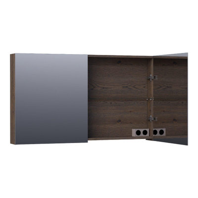 BRAUER Plain Spiegelkast - 120x70x15cm - 2 links/rechtsdraaiende spiegeldeuren - hout - black oak