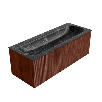 Mondiaz KURVE-DLUX Ensemble de meuble de salle de bains - 120x46x40cm - 1 tiroir - lavabo solid surface - central - sans trou de robinet - Ruby
